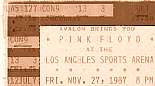 Concert Ticket Stubs - Click to view photo 11 of 19. Pink Floyd - Los Angeles Sports Arena, Los Angeles, CA - November 27, 1987