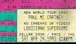 Concert Ticket Stubs - Click to view photo 14 of 19. Paul McCartney - Louisiana Superdome, New Orleans, LA - April 24, 1993