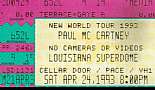 Concert Ticket Stubs - Click to view photo 14 of 19. Paul McCartney - Louisiana Superdome, New Orleans, LA - April 24, 1993