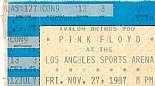 Concert Ticket Stubs - Click to view photo 11 of 19. Pink Floyd - Los Angeles Sports Arena, Los Angeles, CA - November 27, 1987