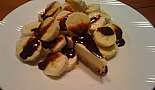Food and Drink - Click to view photo 49 of 224. Cheesecake with bananas and chocolate syrup :)