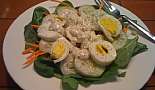 Spinach Salad with egg, cucumbers and carrots. 